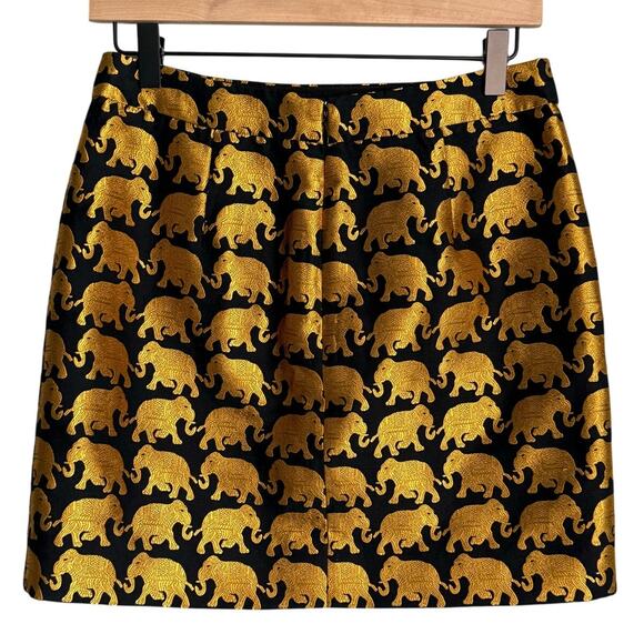 J.Crew Elephant Parade Origami Mini Skirt Black Gold Women’s Size 2 - Picture 3 of 8